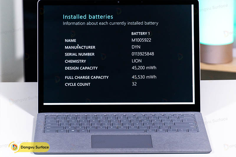 Surface Laptop 2 có thời lượng Pin khoảng 6-8 Tiếng
