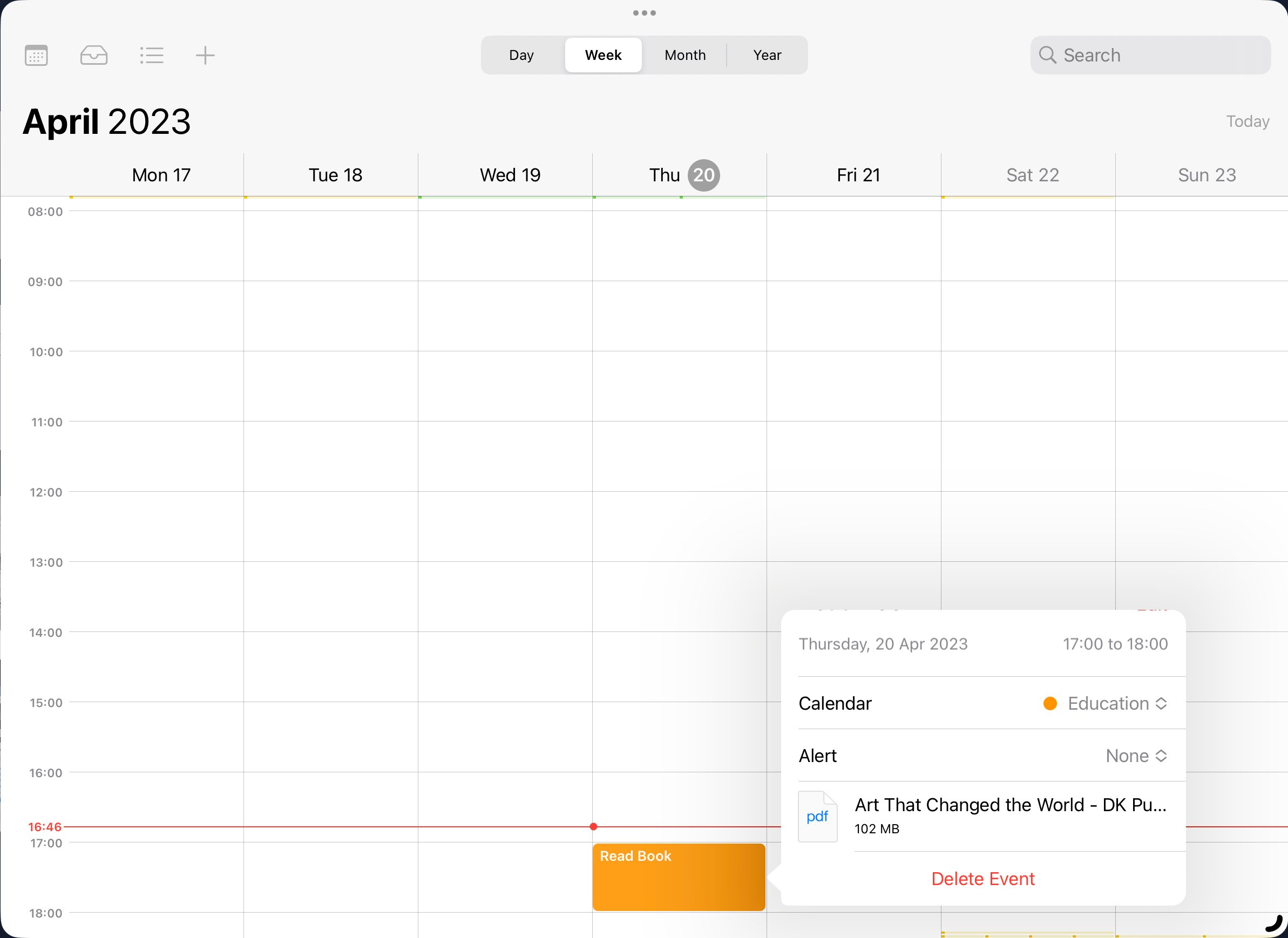 Thêm tập tin vào ứng dụng Lịch