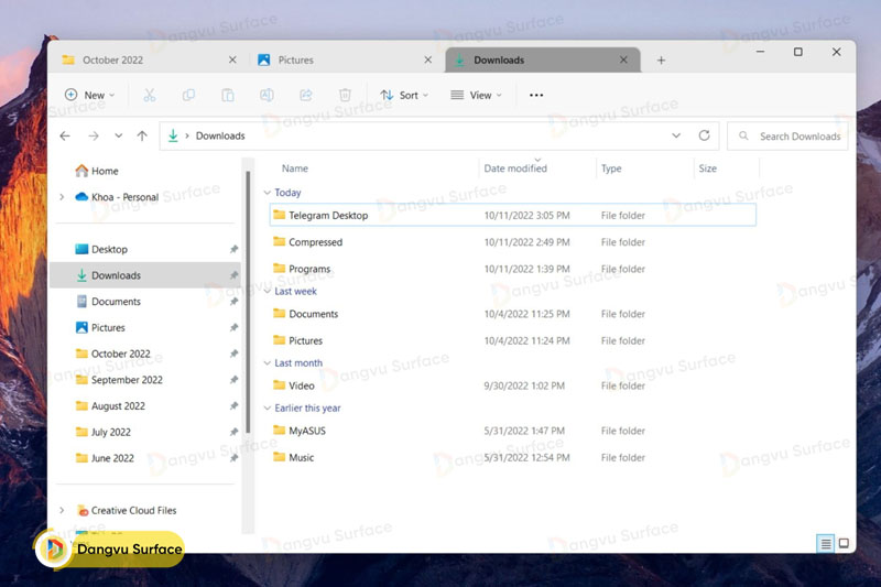 Duyệt tab trong File Explorer