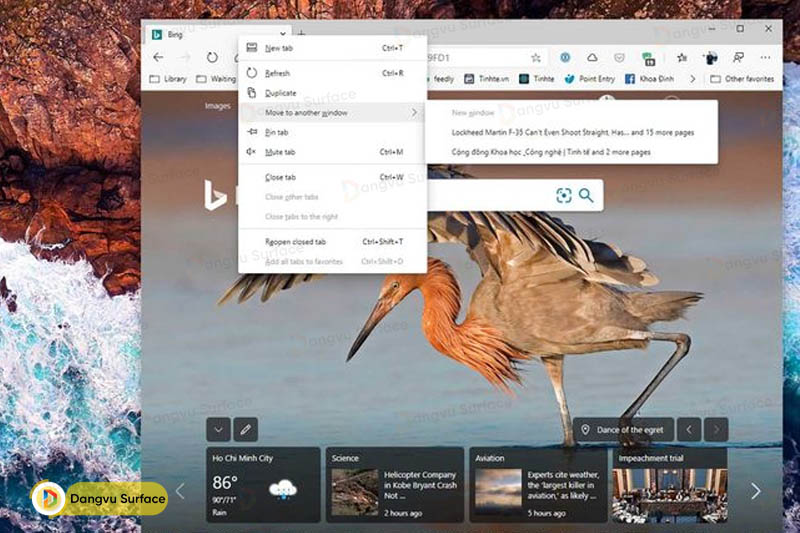 ”Di Chuyển Cửa Sổ mới” trong Context menu