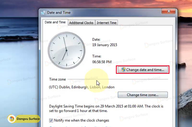 Chỉnh đồng hồ trên hệ điều hành Windows 7