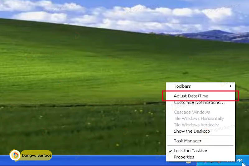 Chỉnh đồng hồ trên hệ điều hành Windows XP