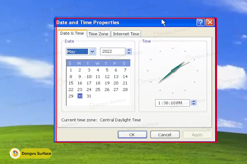 Chỉnh đồng hồ trên hệ điều hành Windows XP