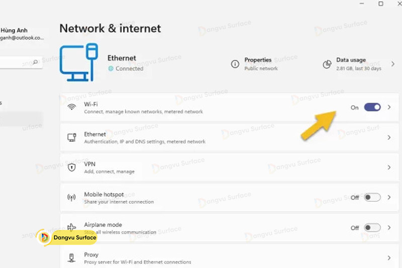 Sử dụng Cài đặt Windows