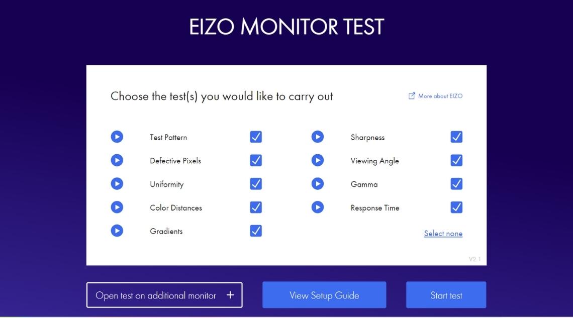 Sử dụng trình duyệt Kiểm tra màn hình EIZO