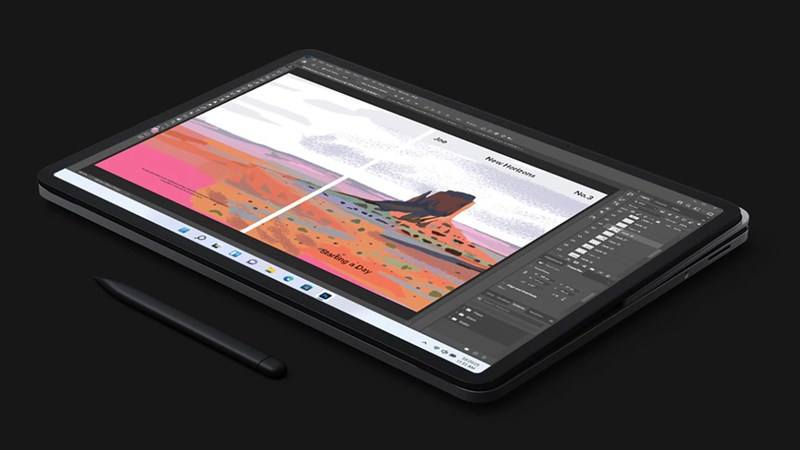 Khi gập Laptop Studio lại để mọi người sử dụng như 1 chiếc tablet 