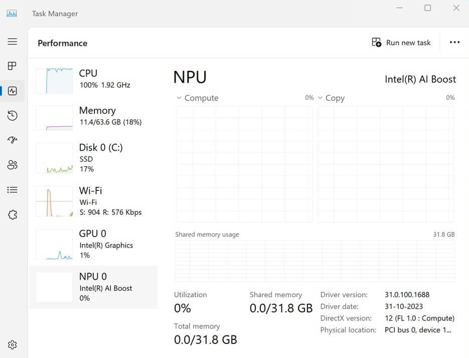 Cách kiểm tra NPU trên Windows 11 qua Task Manager