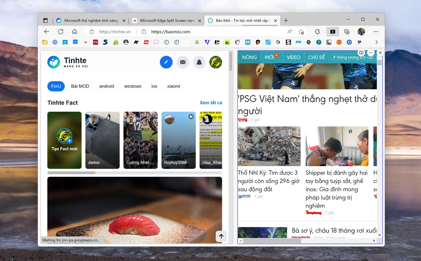 Split Screen là tính năng độc quyền trên Microsoft Edge
