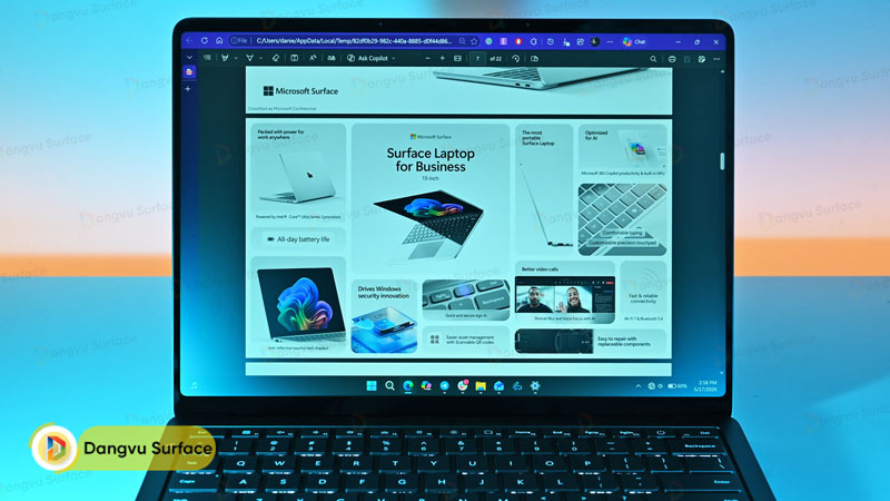Tùy chọn tính năng màn hình bảo mật trên Surface Laptop 8 13 inch For Business
