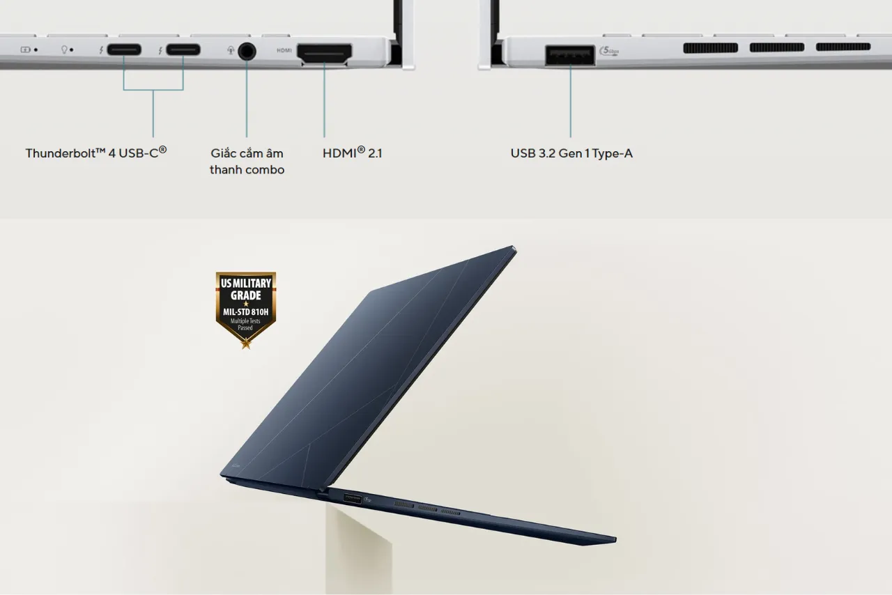 ASUS Zenbook 14 OLED 2025 vẫn là một điểm sáng nhờ hệ thống cổng tương đối đầy đủ.