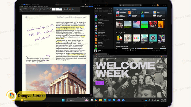Surface Pro 12 inch Snapdragon X2 Plus tiếp tục sử dụng màn hình PixelSense 12 inch độ phân giải 2196 x 1464, tần số quét 90Hz