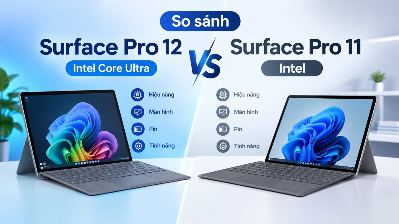 So sánh Surface Pro 12 intel core ultra vs Surface Pro 11 intel